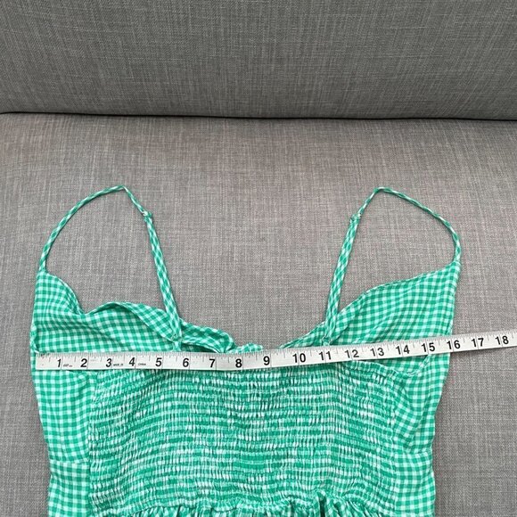 Dress Forum Green Gingham Cropped Tie Front Peplum Top Women's Size Large - Picture 6 of 7